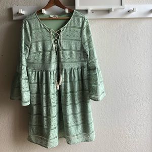 Light Green Boho Style Mini Dress